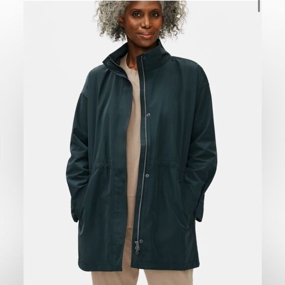 Eileen Fisher Recycled Polyester Anorak Coat/jacket in Forest Night - Picture 1 of 16